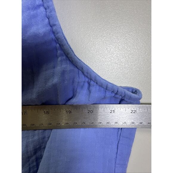 PACT Coastal Double Gauze Bubble Hem Top XL Blue‎ Sleeveless Beachy Casual - Picture 6 of 6